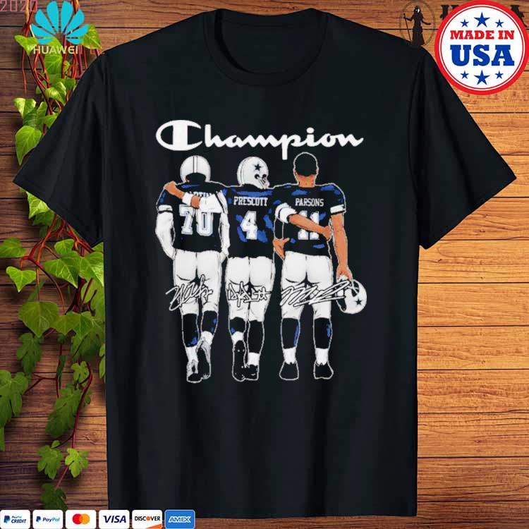 OfficiaI Champion Dallas Cowboys zack martin dak prescott and micah parsons  signatures T-shirt, hoodie, tank top, sweater and long sleeve t-shirt