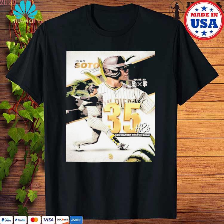 Juan Soto San Diego Padres Signature 35 Hrs New Career Season High T-shirt,Sweater,  Hoodie, And Long Sleeved, Ladies, Tank Top