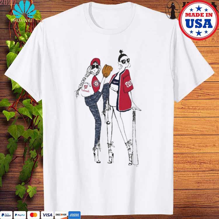 Women's G-III 4Her by Carl Banks White Washington Nationals Team Graphic V-Neck Fitted T-Shirt Size: Small