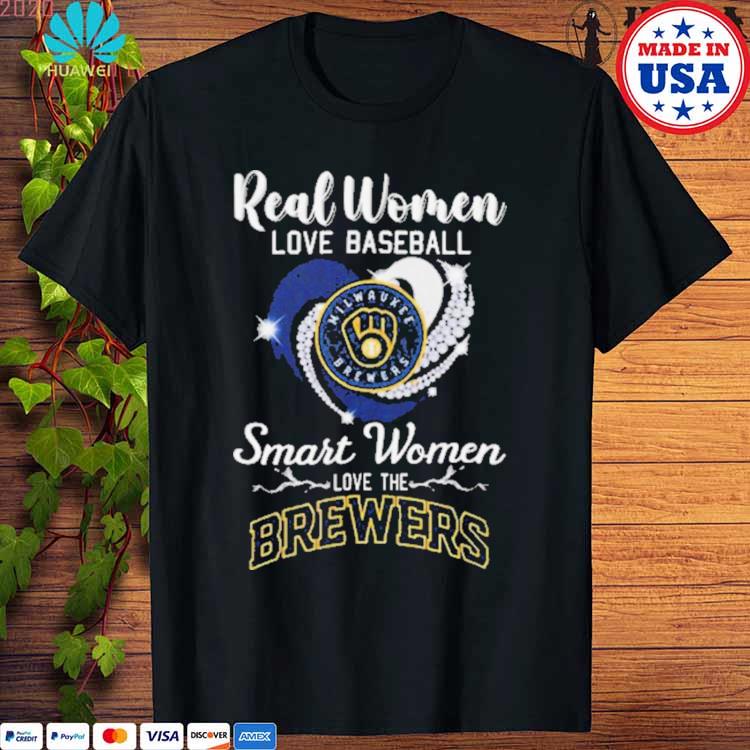 Real women love baseball smart women love the Brewers heart diamonds shirt,  hoodie, sweater, long sleeve and tank top