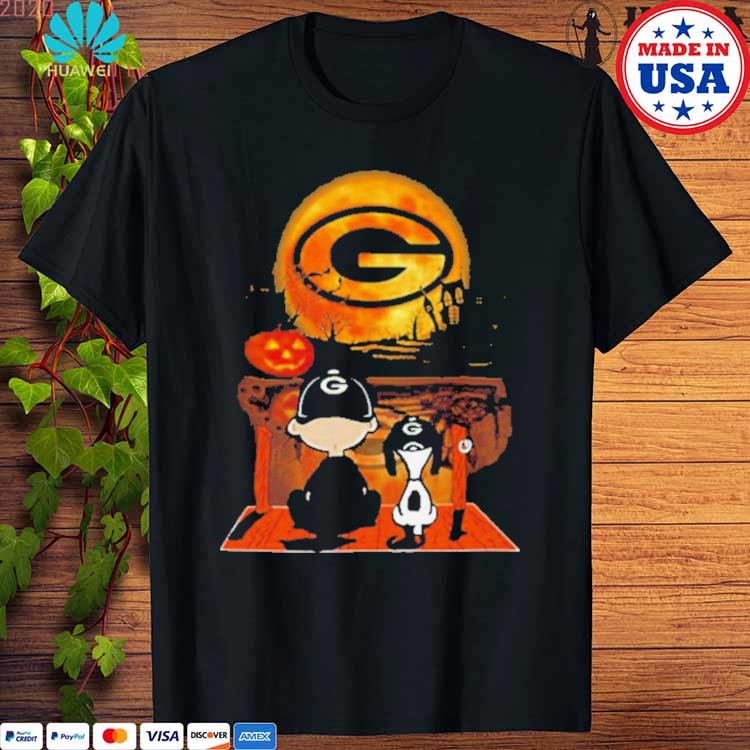 Charlie Brown And Snoopy Watching Green Bay Packers Halloween T-Shirt