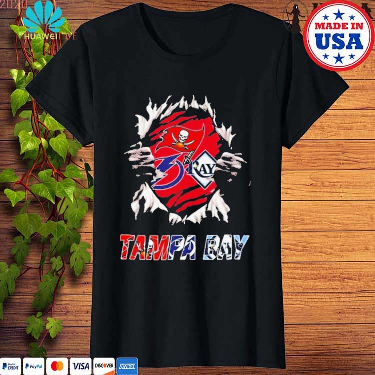 Tampa bay buccaneers tampa bay lightning tampa bay rays ripping tearing  through logo batman shirt, hoodie, sweater, long sleeve and tank top