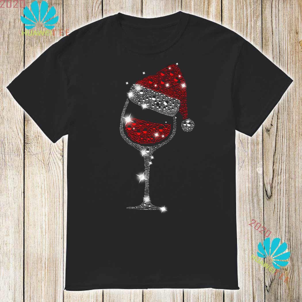 shirt with wine glass and santa hat